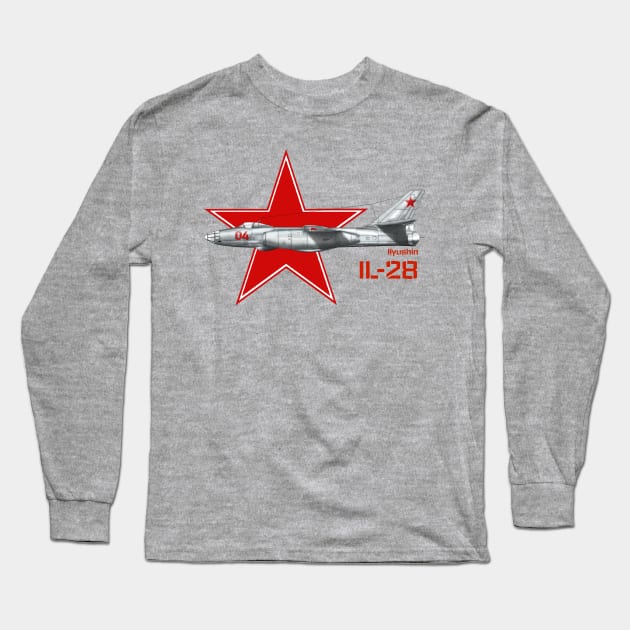 Ilyushin Il-28 Beagle - USSR Long Sleeve T-Shirt by BearCaveDesigns